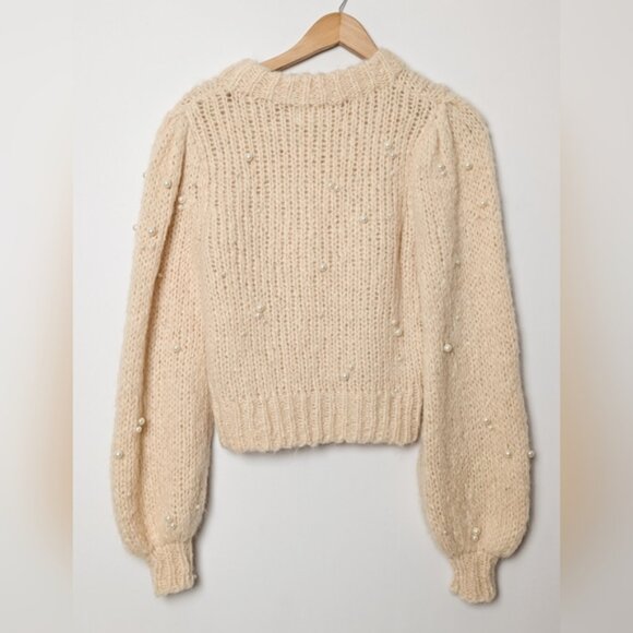 ARITZIA WILFRED Le Fou Shimmy Sweater Pearl Gisele Alpaca Wool Crew XS Aritzia - Picture 8 of 15